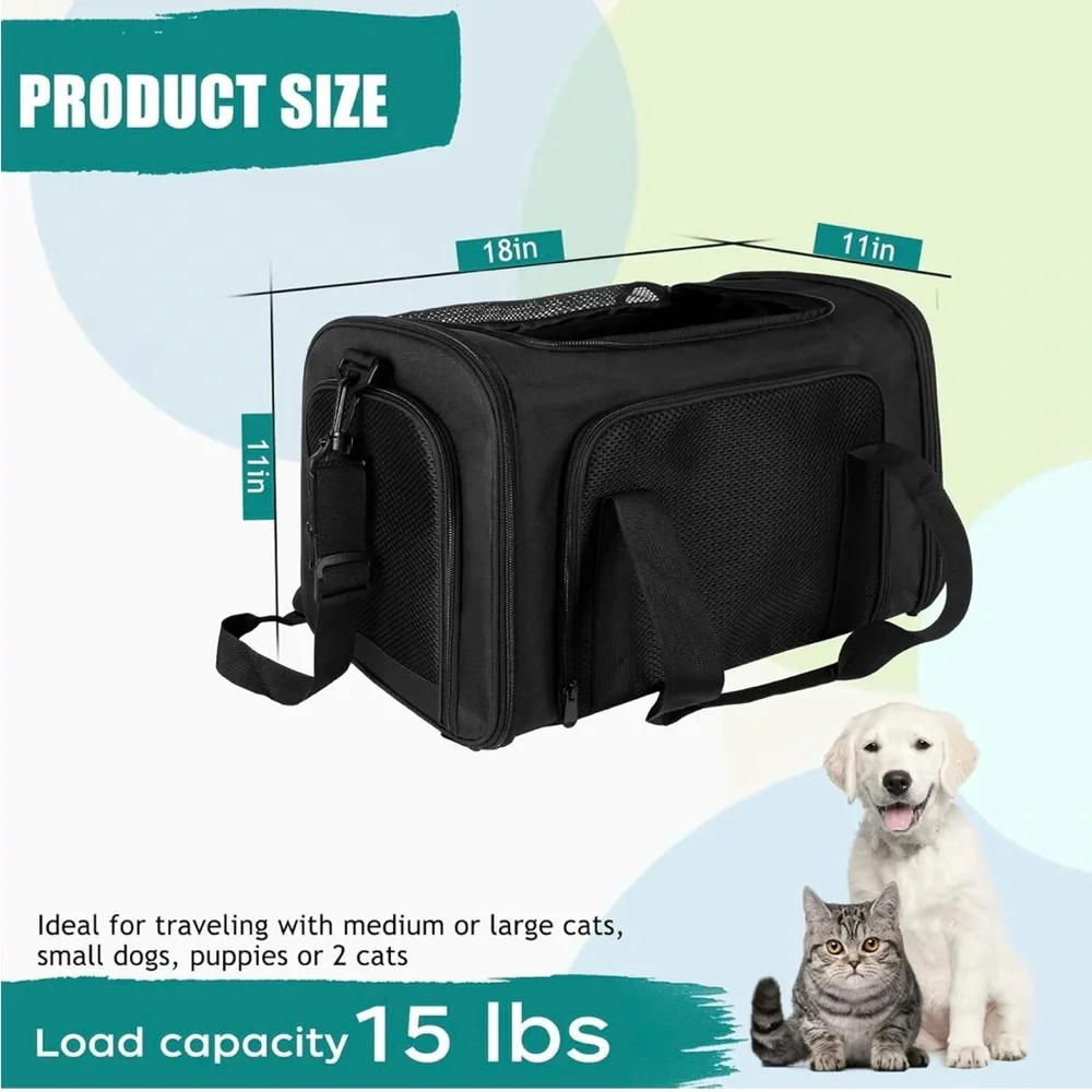 TSA Approved Pet Carrier | Black | 18x11x11 - Picture 2 of 5
